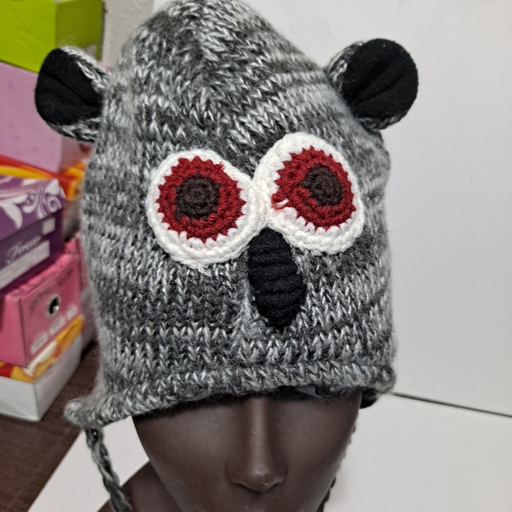 Gray Beanie with Funny face on it